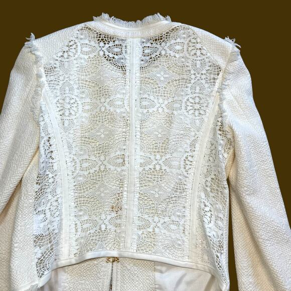 Veronica Beard Betsy Cream Lace Back Tweed Knit Blazer Size 2 - Picture 8 of 13